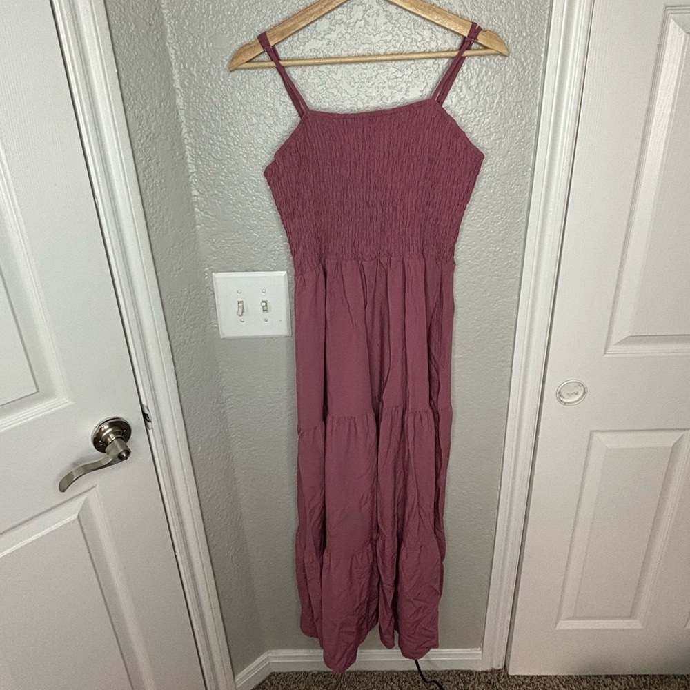 Fashion Pink Midi Dress Size XL Stretch Spring Summer Travel Casual Classic